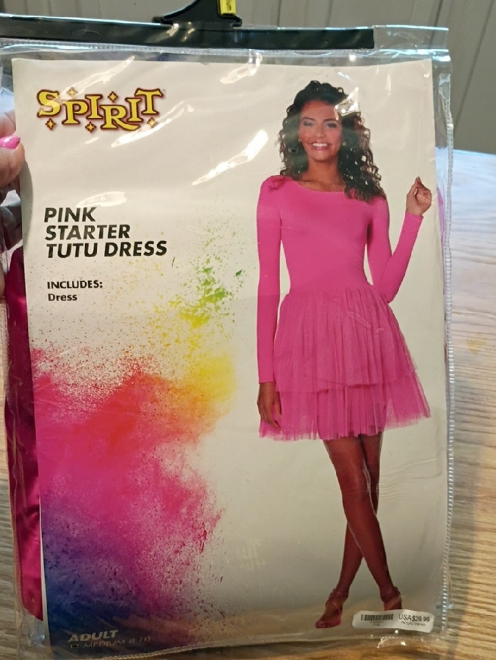 Spirit Pink Long-Sleeve Tutu Costume Dress ADULT Size NWT